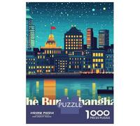 The Bund Shanghai China Nightscape Jigsaw Puzzle 1000 Pieces, Historic Square Architecture, 1000 Pieces for Adults, Birthday Gift for Adults, Screen-Free Fun, 38x26cm/1000pcs