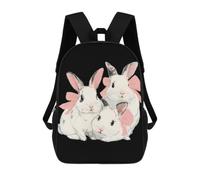 The Bunnies with Bows 17 Inch Backpack for Work Travel | Lightweight Basic Daypack Carry On Bags