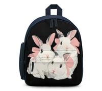 The Bunnies with Bows Mini Backpack for Work Travel Blue | Small Lightweight Basic Daypack Carry On Bags