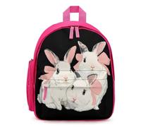 The Bunnies with Bows Mini Backpack for Work Travel Pink | Small Lightweight Basic Daypack Carry On Bags