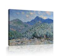 The Buona Valley near Bordighera Painting Prints on Canvas Mountain Green Botanical Blue Sky Canvas Wall Art for Office Study Home 40x60cm Innerframe