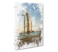 The Burj al Arab Dubai 2 V3 Canvas Print | Gallery Wrapped 30mm Frame Wall Art | 30x20 inches | Ready to Hang | Modern Picture | Living Room Bedroom Lounge Office
