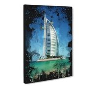 The Burj Al Arab Dubai Modern Cb Canvas Print | Gallery Wrapped 30mm Frame Wall Art | 24x16 inches | Ready to Hang | Modern Picture | Living Room Bedroom Lounge Office