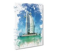 The Burj Al Arab Dubai V3 Canvas Print | Gallery Wrapped 30mm Frame Wall Art | 20x14 inches | Ready to Hang | Modern Picture | Living Room Bedroom Lounge Office