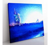 The Burj al Arab Hotel in Dubai in Abstract Modern Canvas Wall Art Print Ready to Hang, Framed Picture for Living Room Bedroom Home Office Décor, 35x35 cm (14x14 Inch)