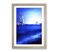 The Burj Al Arab Hotel In Dubai In Abstract Modern Framed Wall Art Print, Ready to Hang Picture for Living Room Bedroom Home Office Décor, Oak A2 (64 x 46 cm)