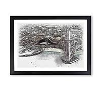 The Burj Al Arab in Dubai Sketch Framed Wall Art Print A2 Black