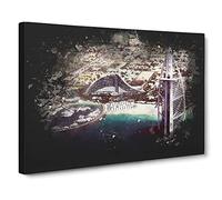 The Burj Al Arab In Dubai Vol.3 Paint Splash Modern Art Canvas Wall Art Print Ready to Hang, Framed Picture for Living Room Bedroom Home Office Décor, 24x16 Inch (60x40 cm)