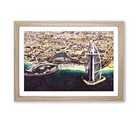 The Burj Al Arab in Dubai Vol.3 Painting Framed Print | A2 Oak Framed Wall Art | Ready to Hang | Modern Historical Picture | Living Room Bedroom Lounge Office