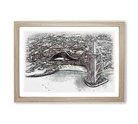 The Burj Al Arab in Dubai Vol.3 Sketch Framed Print | A2 Oak Framed Wall Art | Ready to Hang | Modern Nature Picture | Living Room Bedroom Lounge Office