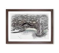 The Burj Al Arab in Dubai Vol.3 Sketch Framed Print | A2 Walnut Framed Wall Art | Ready to Hang | Modern Nature Picture | Living Room Bedroom Lounge Office