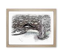 The Burj Al Arab In Dubai Vol.3 Sketch Modern Art Framed Print | A2 Oak Framed Wall Art | Ready to Hang | Modern Nature Picture | Living Room Bedroom Lounge Office