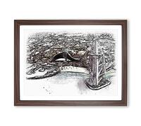 The Burj Al Arab In Dubai Vol.3 Sketch Modern Art Framed Print | A2 Walnut Framed Wall Art | Ready to Hang | Modern Nature Picture | Living Room Bedroom Lounge Office