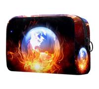 The Burning Earth Fire Cosmetic Bag for Women, Travel Toiletries Bags Large Makeup Handy Pouch Organiser Bag with Zipper