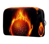 The Burning Fire Basketball Cosmetic Bag for Women, Travel Toiletries Bags Large Makeup Handy Pouch Organiser Bag with Zipper