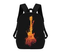 The Burning Flame Guitar Classic 17Inch Backpack Travel Daypack Laptop with Side Pockets for Men Women