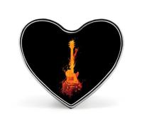The Burning Flame Guitar Heart Metal Brooches 1 Inch Memorial Badges Exquisite Decorations Pins for Clothing