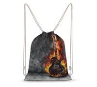 The Burning Guitar Drawstring Backpack for Men Women String Bag Shoulder Gym Bags Sackpack Travel