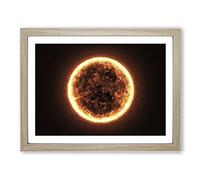 The Burning Sun Modern Art Framed Print | A2 Oak Framed Wall Art | Ready to Hang | Modern Nature Picture | Living Room Bedroom Lounge Office