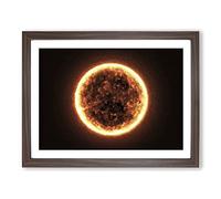 The Burning Sun Modern Art Framed Print | A2 Walnut Framed Wall Art | Ready to Hang | Modern Nature Picture | Living Room Bedroom Lounge Office
