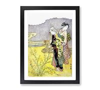 The Bush Clover By Harunobu Suzuki Asian Japanese Framed Print | A3 Black Framed Wall Art | Ready to Hang | Asian Floral Picture | Living Room Bedroom Lounge Office