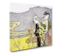 The Bush Clover by Harunobu Suzuki Canvas Print | Gallery Wrapped 30mm Frame Wall Art | 20x20 inches | Ready to Hang | Modern Picture | Living Room Bedroom Lounge Office