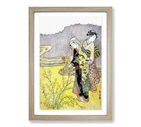 The Bush Clover by Harunobu Suzuki Framed Print | A2 Oak Framed Wall Art | Ready to Hang | Modern Floral Picture | Living Room Bedroom Lounge Office