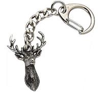 The bust of a Stag Crafted from UK Pewter Key Ring (WA) + 59mm Button Badge