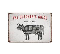 The Butcher's Guide Beef Vintage Poster Metal Aluminum Retro Kitchen Signs For Cafe Bar Pub Beer Wall Decor Art Poster 12 * 8 Inches