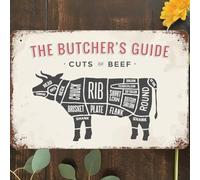 The Butcher'S Guide Wall Art Decor, Curts Of Beef Poster Tin Sign Wall Poster Decor Funny Retro Bar Coffee Club Pub Gift Wall Decor Sign 8x12 Inch