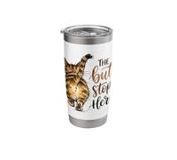 The Butt Stops Here Funny Cat Walking Away Tabby Feline Stainless Steel Insulated Tumbler