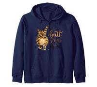 The Butt Stops Here Funny Cat Walking Away Tabby Feline Zip Hoodie