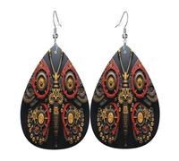 The Butterfly of Mysterious Machine Parts Elements Women's Teardrop Leather Earrings - Lightweight PVC Dangle Earrings, 925 Silver Hooks, Double-Sided Prints | Hypoallergenic Gift