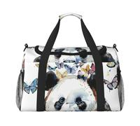 The Butterfly On The Panda's Head Waterproof Weekender Bags Duffel Bag Large Carry On Hand Luggage Bags Foldable Tote Bag for Travel Sports Gym Dance