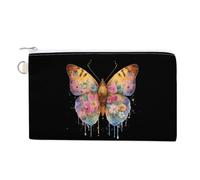 The Butterfly with Floral Coin Purse Small Wallets with Zippered Key Ring Cute Wallet