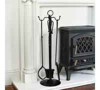 "The Buttersworth" 76cm Cast Iron Knot Design Fireplace Accessories Companion Set - Fireside Tools with Poker, Tongs, Brush - Elegant and Functional Fireside Companion Set for Fire Log Burner