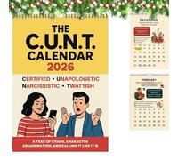 The C.U.N.T. Calendar 2026, 12 Months Of Unapologetic Humour, The 2026 Funny Adult Attitude Calendar, Spiral-Bound Wall Calendar, Sarcastic Wall Planner for Bold & Unapologetic People (1pc)