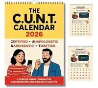The C.U.N.T. Calendar 2026, 2026 Funny Adult Attitude Calendar, 12-Month Spiral Wall Calendars, Bold Rude Humor Gag Gift for Office Laughs, for Colleagues and Bold & Unapologetic People (1PC)