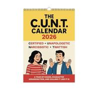 The C.U.N.T. Calendar 2026, 29.7 * 21cm Funny Adult Attitude Wall Calendar, 12 Months Hanging Spiral Calendar, Bold Rude Humor Gift for Office Home Friends Colleagues Unapologetic People