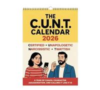 The c.u.n.t. Calendar 2026, Sarcastic Wall Planner for Bold & Unapologetic People, Funny Adult Attitude Calendar, Spiral-Bound, Cheeky 12-Month Gag Gift for Office Home (1pc)