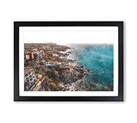 The Cabo San Lucas Skyline in Mexico Painting Framed Print | A2 Black Framed Wall Art | Ready to Hang | Modern Cityscape Picture | Living Room Bedroom Lounge Office
