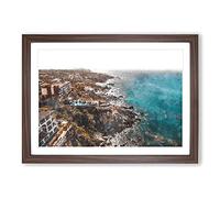 The Cabo San Lucas Skyline in Mexico Painting Framed Print | A2 Walnut Framed Wall Art | Ready to Hang | Modern Cityscape Picture | Living Room Bedroom Lounge Office
