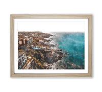The Cabo San Lucas Skyline In Mexico Painting Modern Art Framed Print | A3 Oak Framed Wall Art | Ready to Hang | Modern Cityscape Picture | Living Room Bedroom Lounge Office