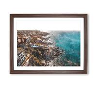 The Cabo San Lucas Skyline In Mexico Painting Modern Art Framed Wall Art Print, Ready to Hang Picture for Living Room Bedroom Home Office Décor, Walnut A3 (46 x 34 cm)