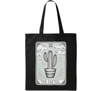 The Cactus Funny Tarot Card Parody Natural Ecological Cotton Tote Bag Black