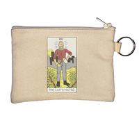 The Caffeinated 14 Funny Tarot Card Key Chain Coin Purse Beige