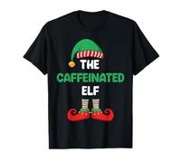 The Caffeinated Elf Funny Gift for Coffee Lover Tired Mom T-Shirt