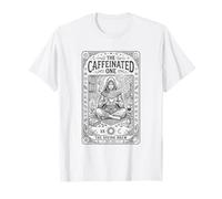 The Caffeinated One Tarot Skeleton Coffee Lover Graphic T-Shirt