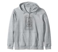 The Caffeinated One Tarot Skeleton Coffee Lover Graphic Zip Hoodie