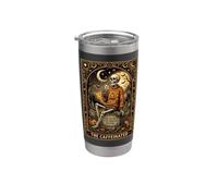 The Caffeinated Tarot Card Skeleton Coffee Funny Halloween Stainless Steel Insulated Tumbler